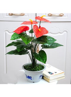 Generic 18 Forked Branches Simulated Plant Bonsai With Plastic Flower Pots Indoor Living Room Decoration Simulated Green Plants Potted Plants Artificial Flower Decorations Bonsai  - Image 1