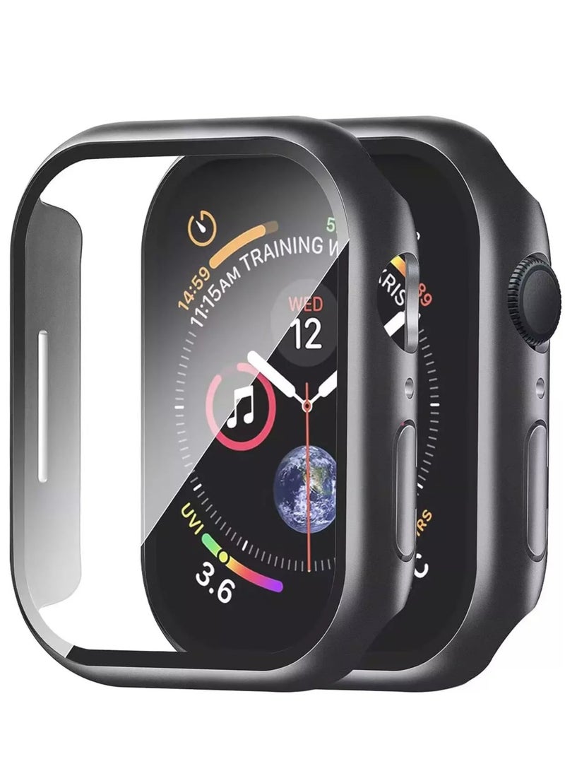 Mmmon 2 Pack Case Built in Tempered Glass Screen Protector Compatible with Apple Watch Series 10,46mm, Hard PC Case Overall Protective Cover(Black) - Image 1