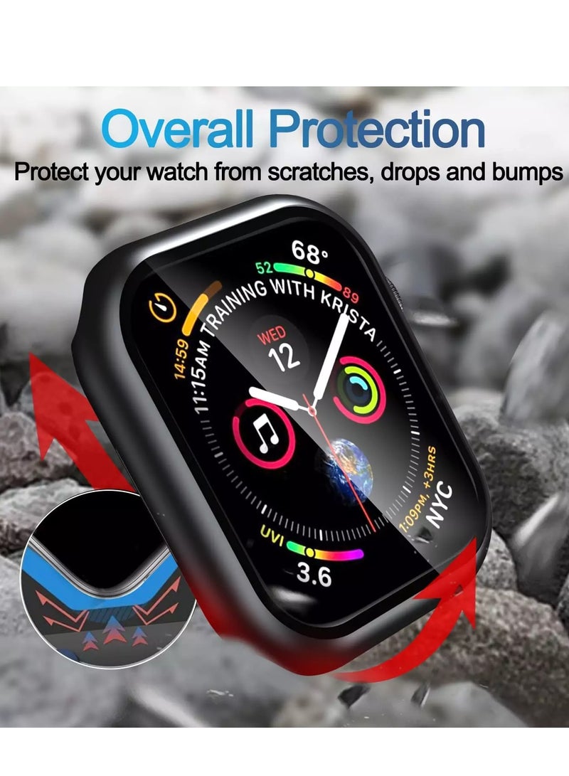 Mmmon 2 Pack Case Built in Tempered Glass Screen Protector Compatible with Apple Watch Series 10,46mm, Hard PC Case Overall Protective Cover(Black) - Image 2