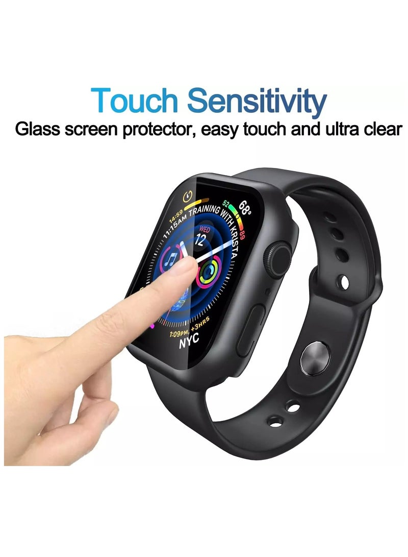 Mmmon 2 Pack Case Built in Tempered Glass Screen Protector Compatible with Apple Watch Series 10,46mm, Hard PC Case Overall Protective Cover(Black) - Image 4