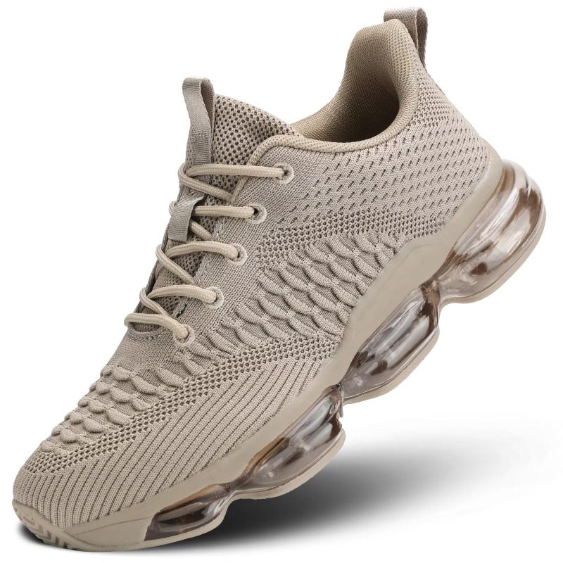 Socviis Men's Air Cushion Running Shoes Breathable Fashion Sneakers Non Slip Workout Casual Sport Gym Comfortable Walking Shoes Khaki - Image 1