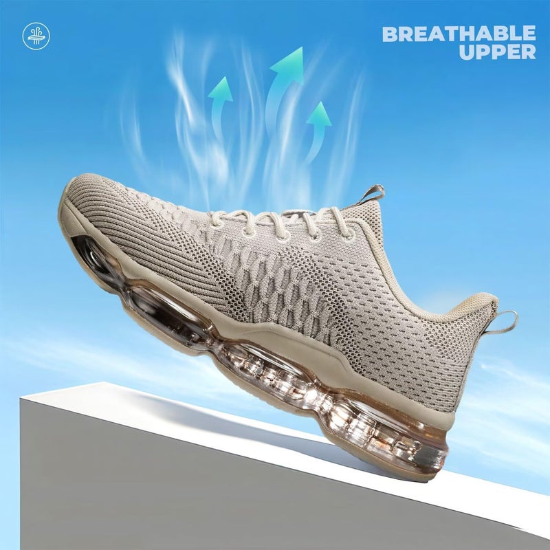 Socviis Men's Air Cushion Running Shoes Breathable Fashion Sneakers Non Slip Workout Casual Sport Gym Comfortable Walking Shoes Khaki - Image 5