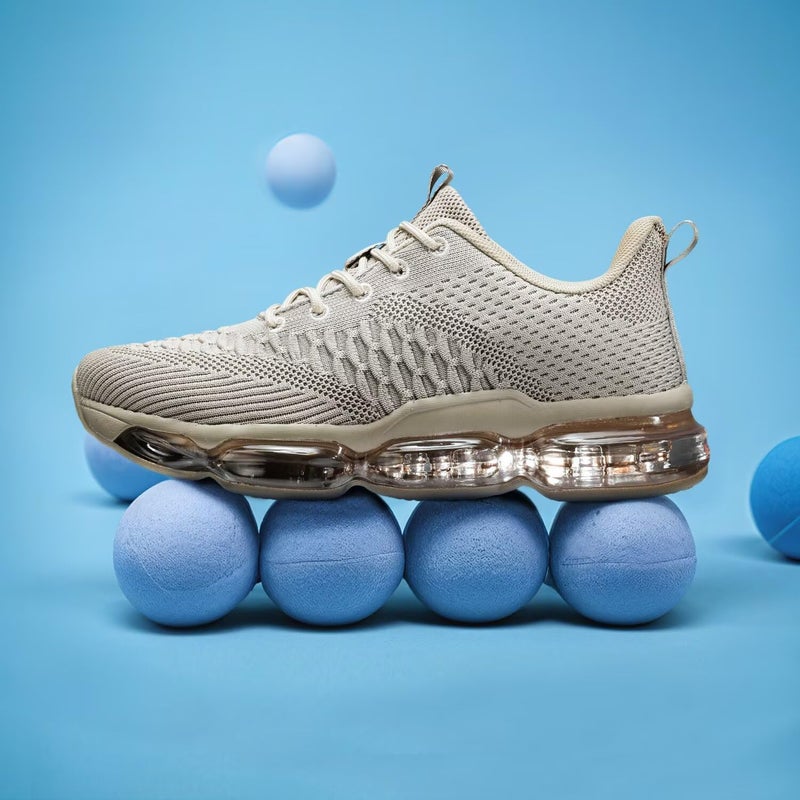Socviis Men's Air Cushion Running Shoes Breathable Fashion Sneakers Non Slip Workout Casual Sport Gym Comfortable Walking Shoes Khaki - Image 3