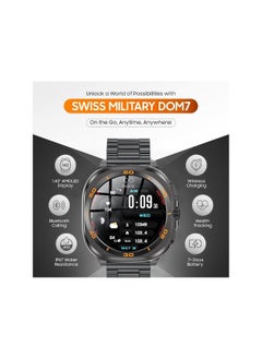 SWISS MILITARY Swiss Military DOM7 Smartwatch 1.43" AMOLED, Bluetooth Calling, Multi Language, Health & Sports Tracking, Wireless Charging, 7 Days Battery, IP67, iOS/Android Compatible, Gun Metal Frame & Strap  - Image 3
