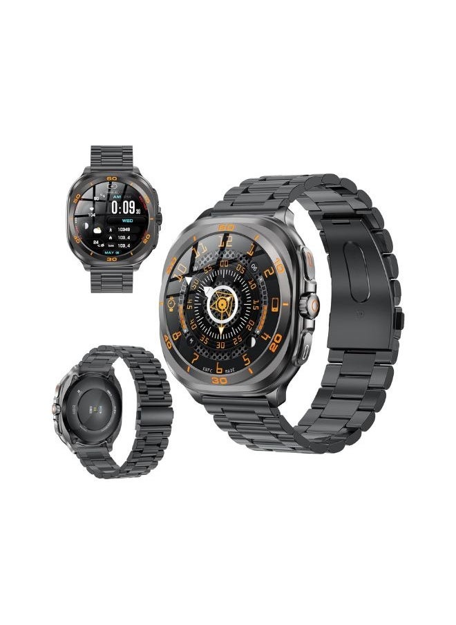 SWISS MILITARY - Swiss Military DOM7 Smartwatch 1.43" AMOLED, Bluetooth Calling, Multi Language, Health & Sports Tracking, Wireless Charging, 7 Days Battery, IP67, iOS/Android Compatible, Gun Metal Frame & Strap - Image 1