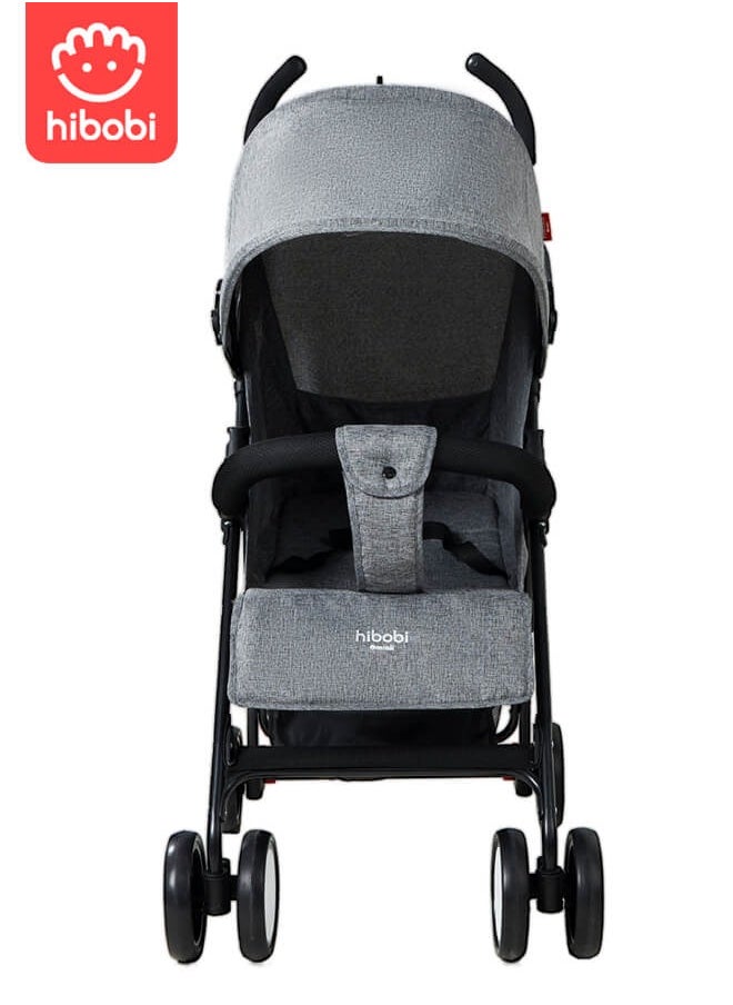 hibobi - Lightweight Baby Stroller with Mosquito Net – Foldable and Travel-Friendly-Grey - Image 1
