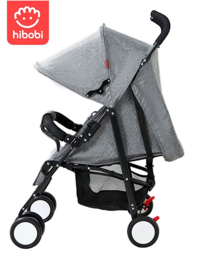 hibobi - Lightweight Baby Stroller with Mosquito Net – Foldable and Travel-Friendly-Grey - Image 1