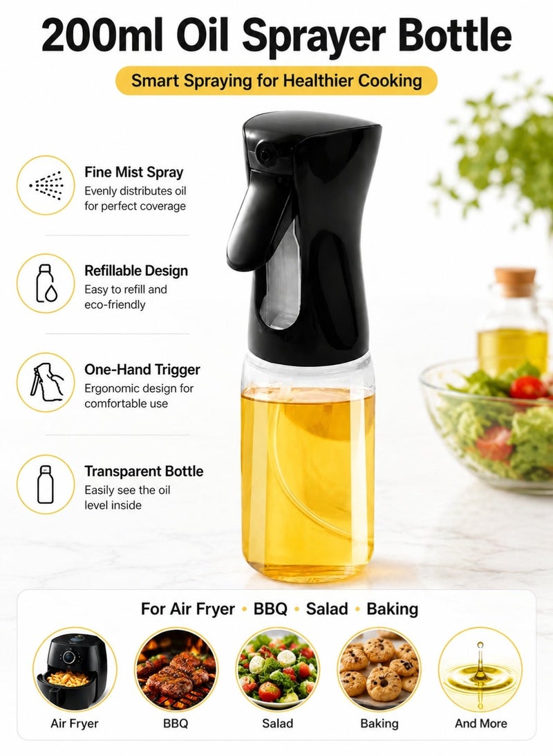 Leoxol Olive Oil Sprayer Bottle | 200ml Refillable Cooking Oil Dispenser | Fine Mist Spray Bottle For Air Fryer BBQ Salad Baking - Image 5