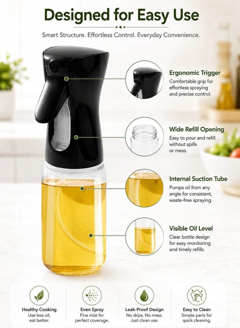 Leoxol Olive Oil Sprayer Bottle | 200ml Refillable Cooking Oil Dispenser | Fine Mist Spray Bottle For Air Fryer BBQ Salad Baking - Image 3