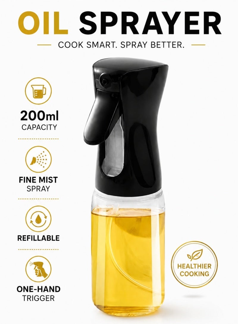 Leoxol Olive Oil Sprayer Bottle | 200ml Refillable Cooking Oil Dispenser | Fine Mist Spray Bottle For Air Fryer BBQ Salad Baking - Image 1