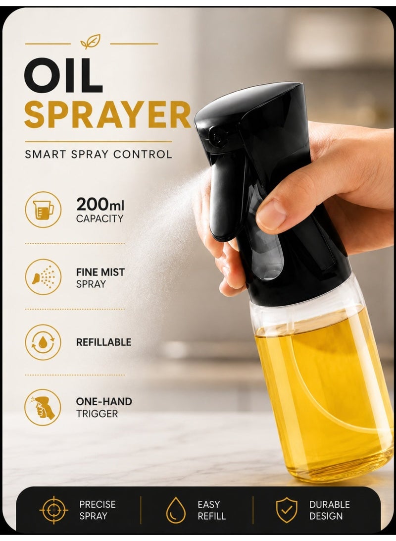 Leoxol Olive Oil Sprayer Bottle | 200ml Refillable Cooking Oil Dispenser | Fine Mist Spray Bottle For Air Fryer BBQ Salad Baking - Image 2