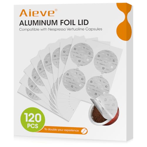 Aieve 120Pcs Aluminum Foil Seals Lid for Reusable Nespresso Pods Vertuo Compatible with Nespresso Refillable Capsule - Image 1