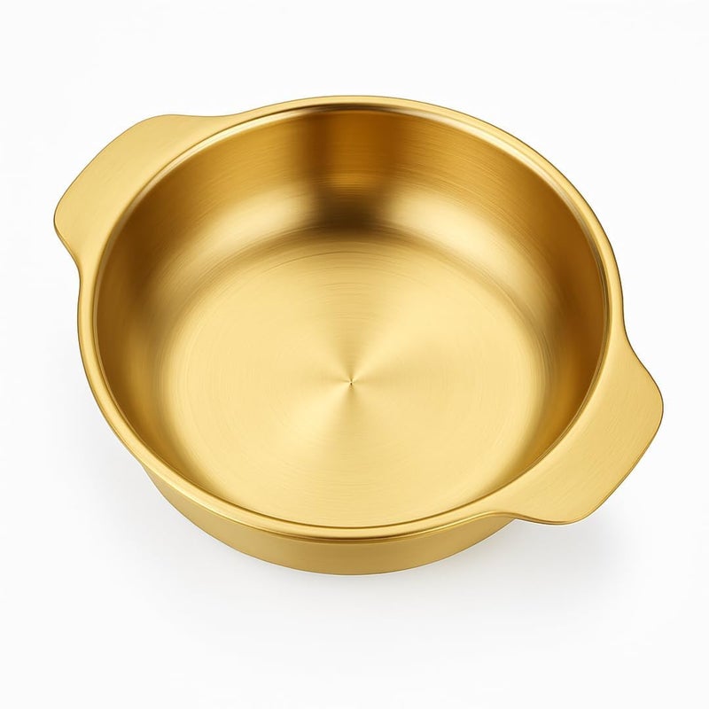 Valajogi Stainless Steel Golden Ingot Bowl,Korean Salad,Dessert,Commercial Tableware for Korean Cuisine,Durable & Elegant Serving Bowl for Home & Restaurant Use- Gold (27.5x21x7.5) - Image 1