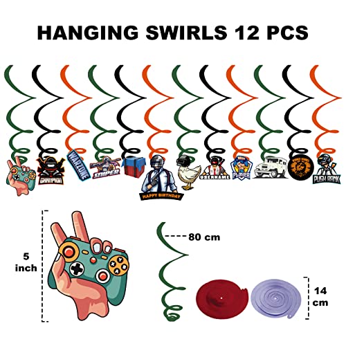 Festiko®Video Game Happy Birthday Decorations (12 pcs) - PUBG Happy Birthday Party Supplies Picks for Kids Gaming Themed Birthday Party Supplies(Swirls) - Image 2