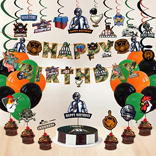Festiko®Video Game Happy Birthday Decorations (12 pcs) - PUBG Happy Birthday Party Supplies Picks for Kids Gaming Themed Birthday Party Supplies(Swirls) - Image 4