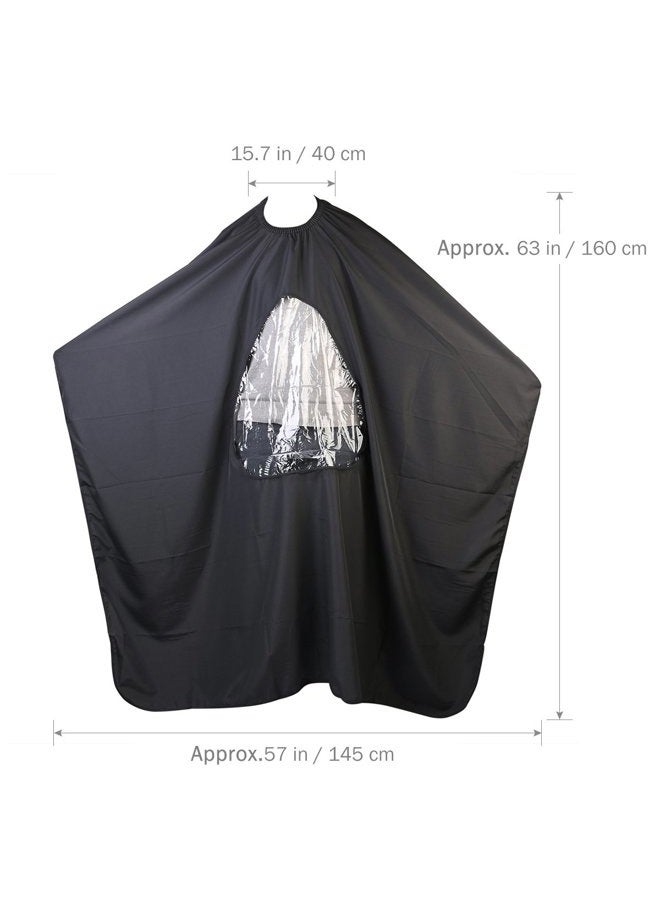 ULTNICE Salon Home Barbers Hairdressing Cape Gown with Viewing Window for Hair Cutting 6357"(Black) - Image 2
