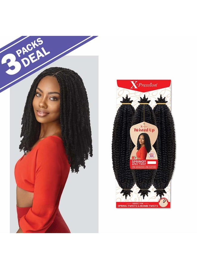 x-pression MULTI PACK DEALS! Outre Synthetic Braid - X TWISTED UP SPRINGY AFRO TWIST 16 (3-PACK, 1B) - Image 2
