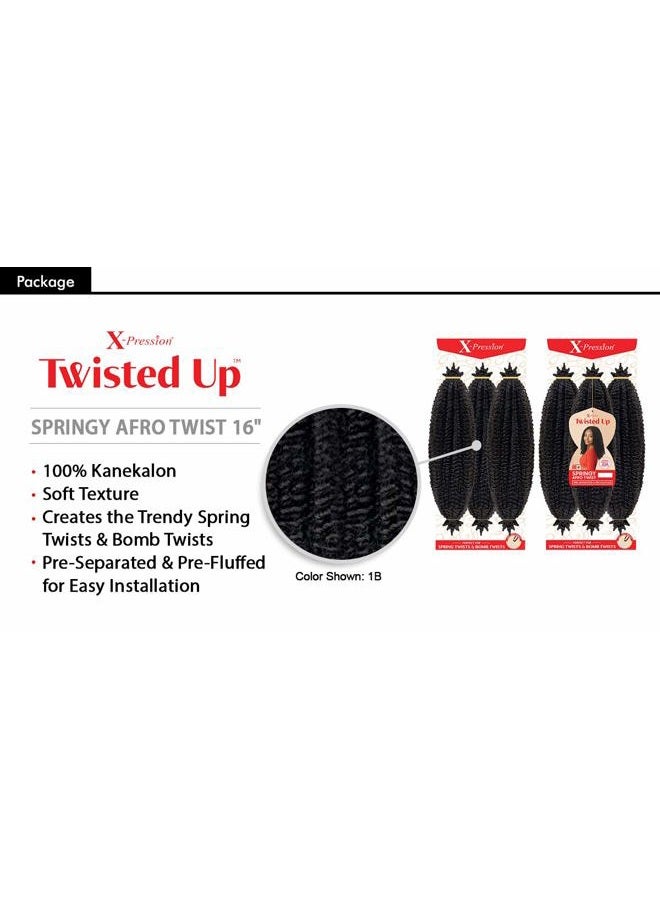 x-pression MULTI PACK DEALS! Outre Synthetic Braid - X TWISTED UP SPRINGY AFRO TWIST 16 (3-PACK, 1B) - Image 4