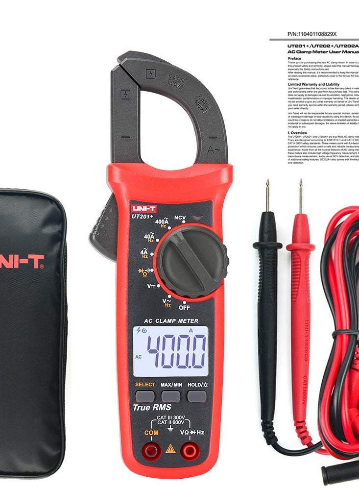 UNI-T UT201+ Digital Clamp Multimeter True RMS Clamp Meter DC/AC Current Voltage Meter NCV AC Current Diode Resistance Clamp r - Image 2
