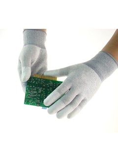Aadvay Enterprises Aadvay Enterprises Carbon Fiber ESD AntiStatic PU Fingertip Coated Top fit NonSlip Wearable Safety Working Gloves  - Image 5