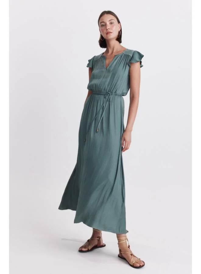 Fluid satin-finish long dress