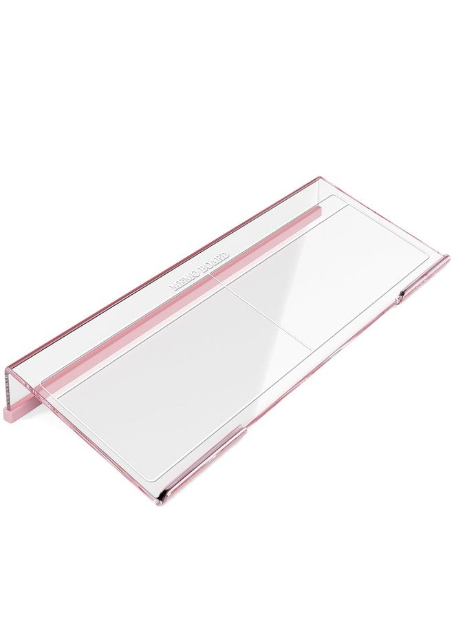 Rulyyo Ergonomic Computer Keyboard Stand - 17 Inch Clear Acrylic Keyboard Riser for Desk Tilted Keyboard Holder Tray with Memo Board & Pink Non-Slip Strip for Home Office Easy Typing & Working - Image 1
