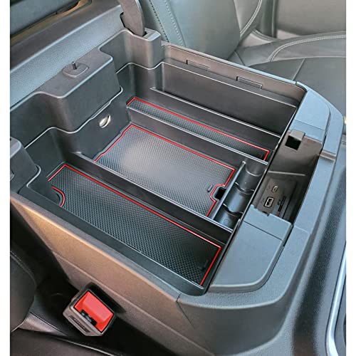 TOPINSTALL Red Center Console Organizer Compatible with 2019-2022 Silverado/Sierra 1500 and 2020-2023 Silverado/Sierra 2500HD 3500HD, Armrest Full-Size Tray (Full Console w/Bucket Seats ONLY) - Image 5