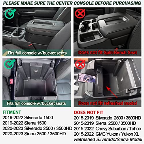 TOPINSTALL Red Center Console Organizer Compatible with 2019-2022 Silverado/Sierra 1500 and 2020-2023 Silverado/Sierra 2500HD 3500HD, Armrest Full-Size Tray (Full Console w/Bucket Seats ONLY) - Image 4