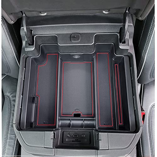 TOPINSTALL Red Center Console Organizer Compatible with 2019-2022 Silverado/Sierra 1500 and 2020-2023 Silverado/Sierra 2500HD 3500HD, Armrest Full-Size Tray (Full Console w/Bucket Seats ONLY) - Image 3