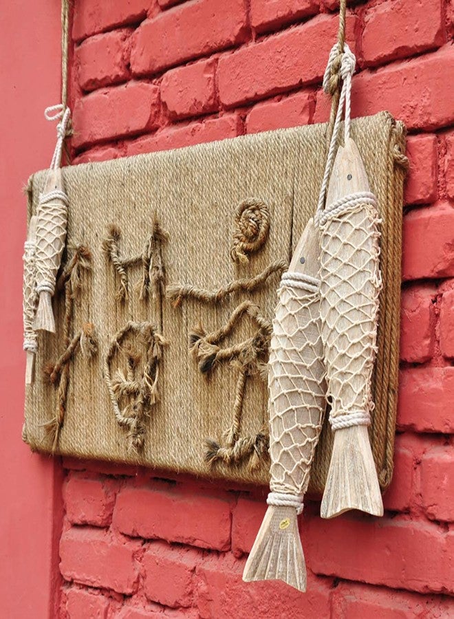E-view Antique Wood Fish Decor Decorative Wooden Hanging Fish Nautical Indoor Outdoor Decorations Wall Art Ornament - Image 5