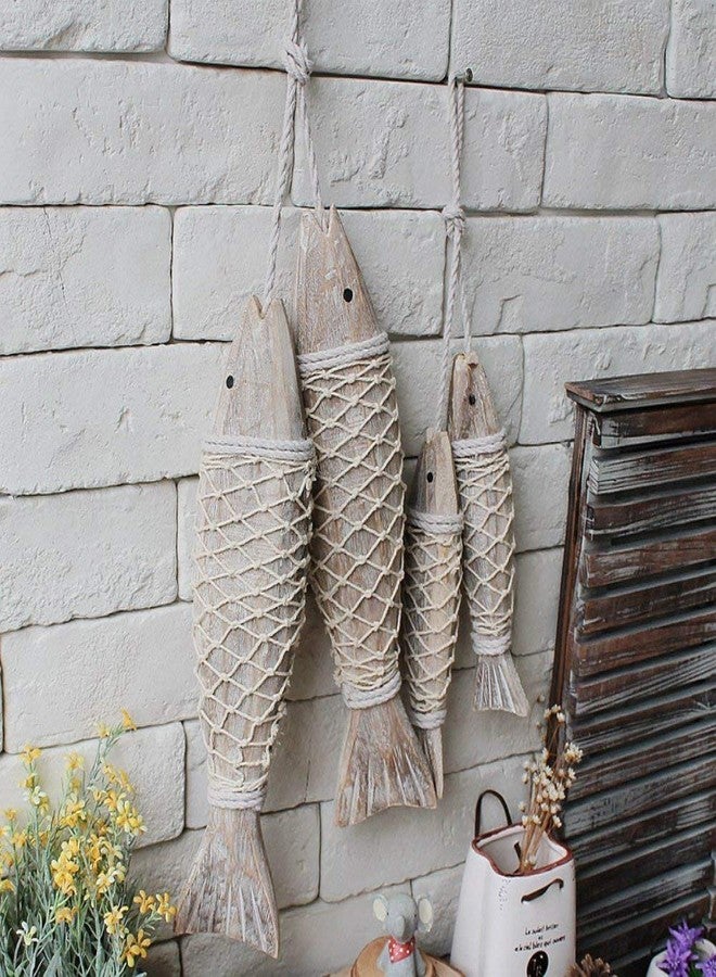 E-view Antique Wood Fish Decor Decorative Wooden Hanging Fish Nautical Indoor Outdoor Decorations Wall Art Ornament - Image 1