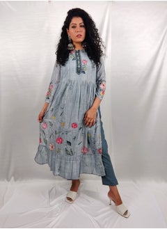 PRIYA’S PANACHE PRIYA'S PANACHE Premium Silk Grey Nyra Cut Kurta Pant Dupatta Set – Ethnic Wear | Indian Partywear | Festive & Wedding Outfit for Women  - Image 5