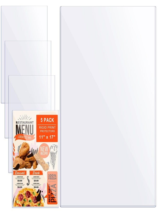 AKONEGE 5Pcs 11" x 17" Rigid Print Protectors Hard Plastic Sleeves for Prints, Menu Cover, Heavy Duty Sheet Poster Protectors Clear Plastic Sleeves for Paper Photos Documents Magazines, Vertical - Image 1