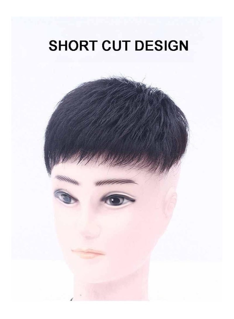 Estelle Knotless Toupee for Men, Short Hair Mechanism Wig, Full Real Hair Replacement Piece, Inch Wig Piece, Suitable for People with Hairline Falling Off, Natural (13 * 14 short cut design)  - Image 1
