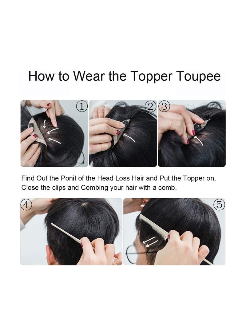 Estelle Knotless Toupee for Men, Short Hair Mechanism Wig, Full Real Hair Replacement Piece, Inch Wig Piece, Suitable for People with Hairline Falling Off, Natural (13 * 14 short cut design)  - Image 4