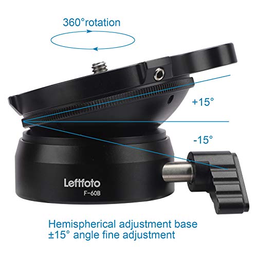 Leftfoto Tripod Leveling Base Half Ball Quick Tilted up and Down 15 Degrees in Any Direction for Canon Nikon and Other DSLR Cameras Tripods Monopods with Offset Bubble Level - Image 2