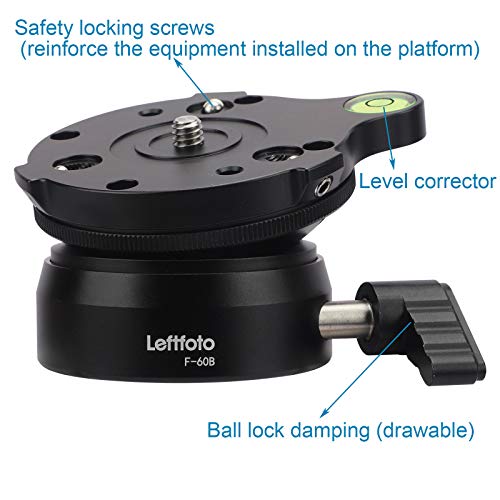 Leftfoto Tripod Leveling Base Half Ball Quick Tilted up and Down 15 Degrees in Any Direction for Canon Nikon and Other DSLR Cameras Tripods Monopods with Offset Bubble Level - Image 5