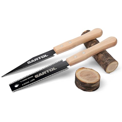 GARTOL Hand Saw for Wood Cutting, 2-Piece Japanese Pull Saw with 6-Inch Flush Cut & Double-Edged SK5 Flexible Blade & Wooden Handle, Precision Woodworking Tools for DIY, Crafting, Carpentry, Trim Work - Image 1