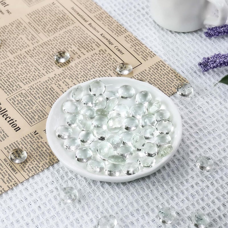 CYS EXCEL Clear Glass Gemstone Beads Vase Fillers (1 LB) Flat Marble Beads Multiple Color Choices Aquarium Decor Rocks Floral Stones Decorative Mosaic Gem Pebbles (Approx. 85-100 PCS) - Image 5