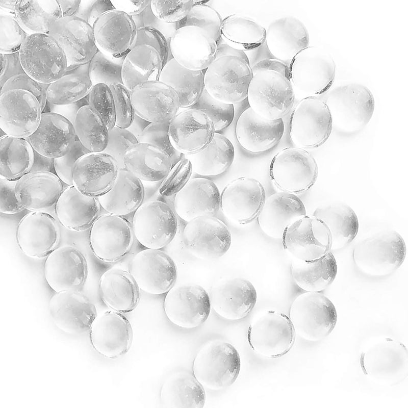 CYS EXCEL Clear Glass Gemstone Beads Vase Fillers (1 LB) Flat Marble Beads Multiple Color Choices Aquarium Decor Rocks Floral Stones Decorative Mosaic Gem Pebbles (Approx. 85-100 PCS) - Image 1