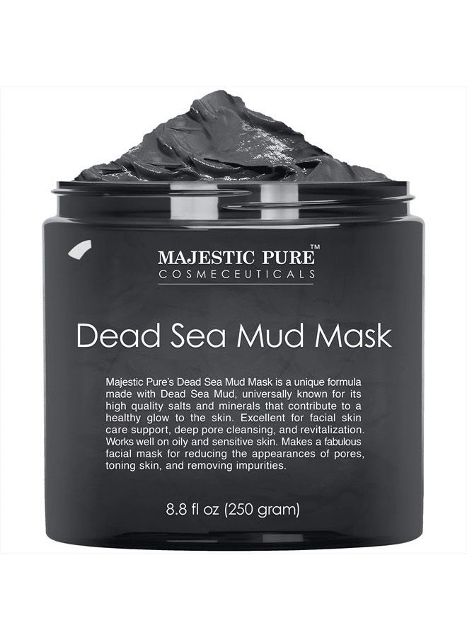 Majestic Pure Dead Sea Mud Mask for Face and Body - Natural Skin Care for Women and Men - Best Facial Cleansing Clay for Blackhead, Whitehead, Acne and Pores - 8.8 fl. Oz  - Image 1