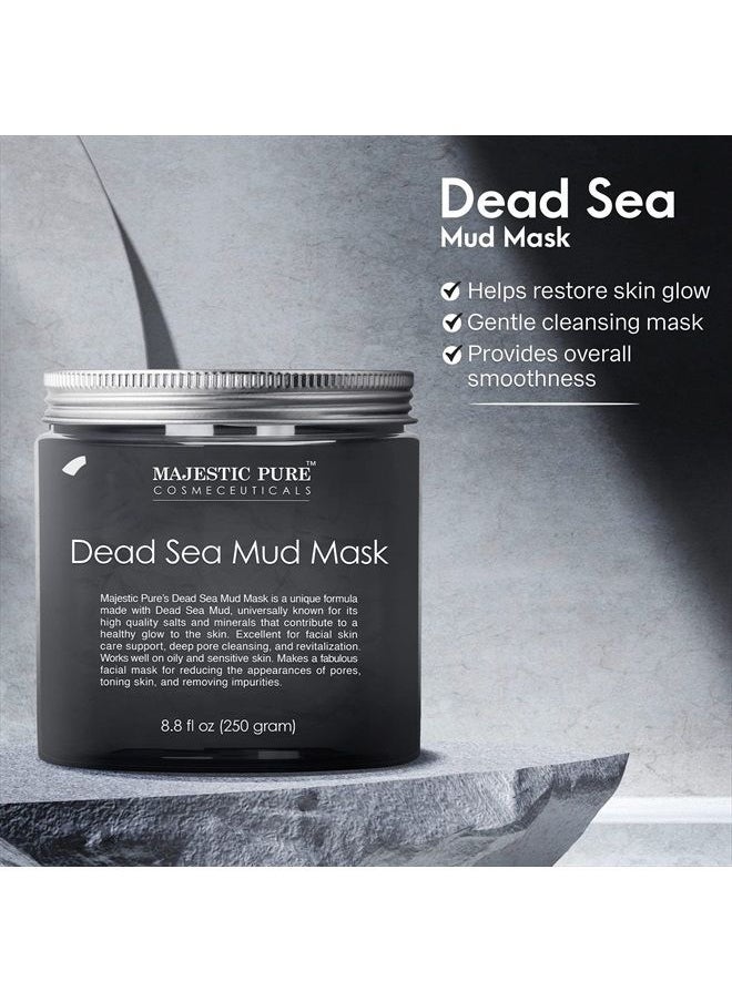 Majestic Pure Dead Sea Mud Mask for Face and Body - Natural Skin Care for Women and Men - Best Facial Cleansing Clay for Blackhead, Whitehead, Acne and Pores - 8.8 fl. Oz  - Image 4