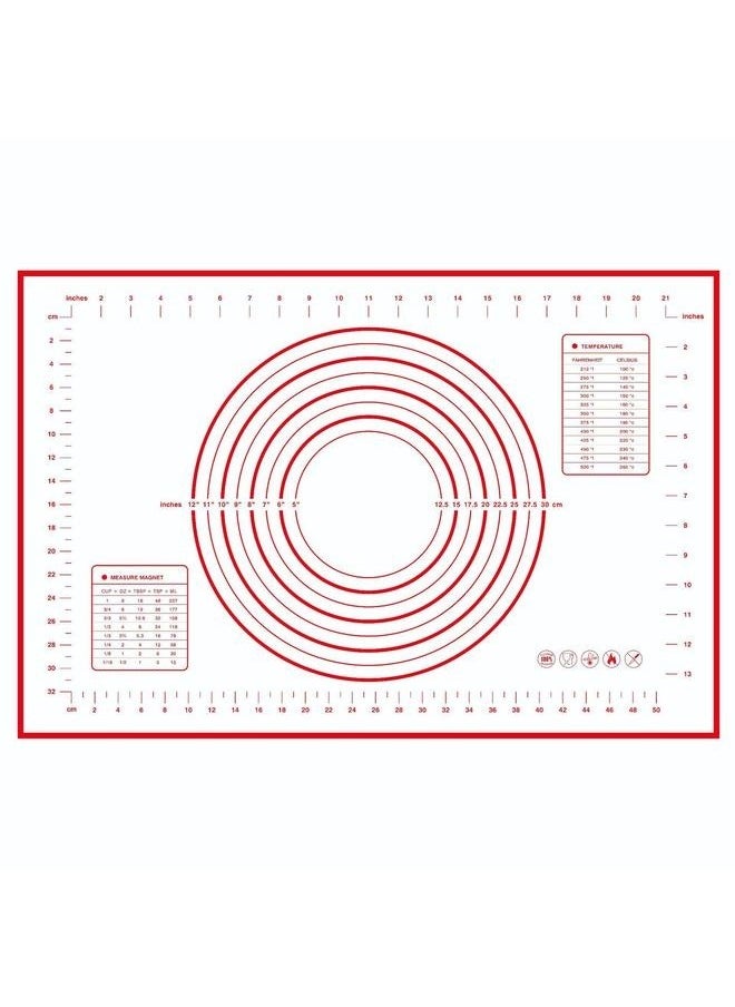 Silicone Baking Mat White/Red 60x40centimeter*0.35mm-Non-Slip with Measurement Counter Mats, Dough Rolling Mat, Pie Crust Mat - pzsku/Z62C69065A489E633E637Z/45/_/1731203526/02b86f9d-2fa4-4ea9-a8e1-2f44c470849d