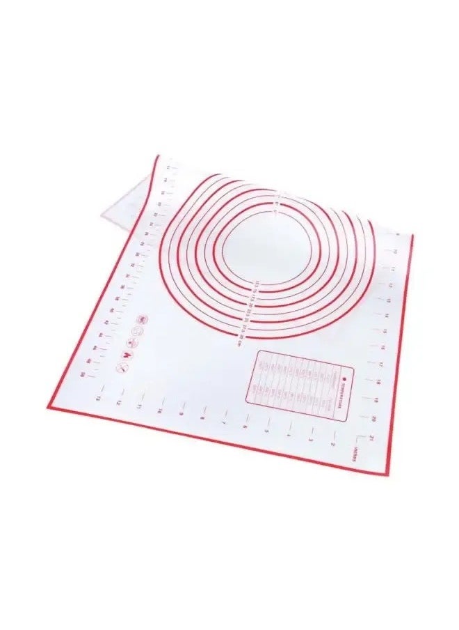 Generic - Silicone Baking Mat White/Red 60x40centimeter*0.35mm-Non-Slip with Measurement Counter Mats, Dough Rolling Mat, Pie Crust Mat - Image 1