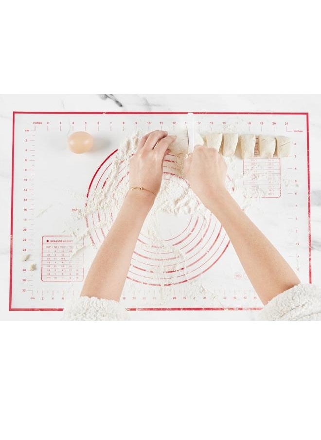 Generic - Silicone Baking Mat White/Red 60x40centimeter*0.35mm-Non-Slip with Measurement Counter Mats, Dough Rolling Mat, Pie Crust Mat - Image 1