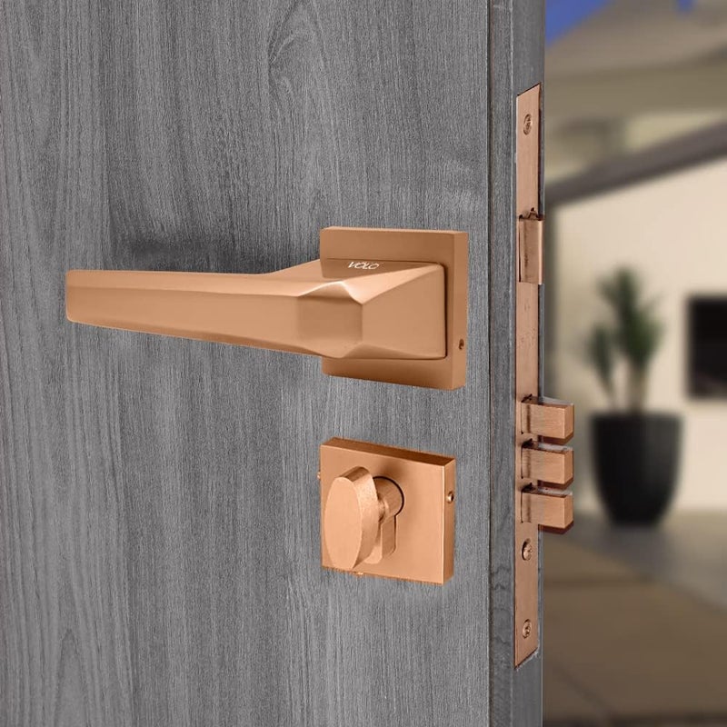 Volo Heavy Duty Door Lock Door Lock Set with Brass Cylinder and 10 Lock Body for HomeHotelsOffice in Rose Gold Finish Color Rose GoldModel Sparta Bedroom Door Mortise Lock - Image 1