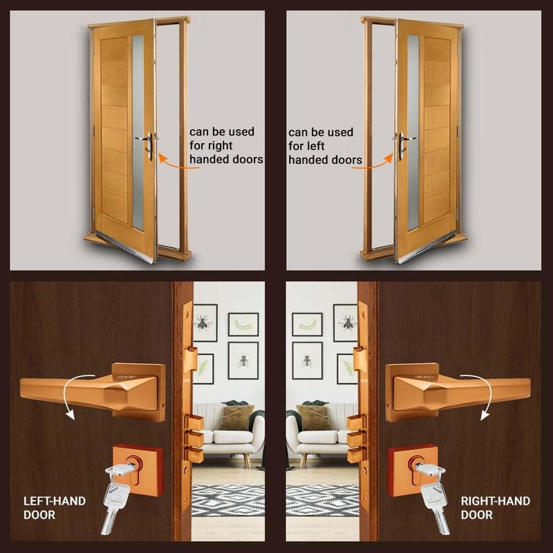 Volo Heavy Duty Door Lock Door Lock Set with Brass Cylinder and 10 Lock Body for HomeHotelsOffice in Rose Gold Finish Color Rose GoldModel Sparta Bedroom Door Mortise Lock - Image 4