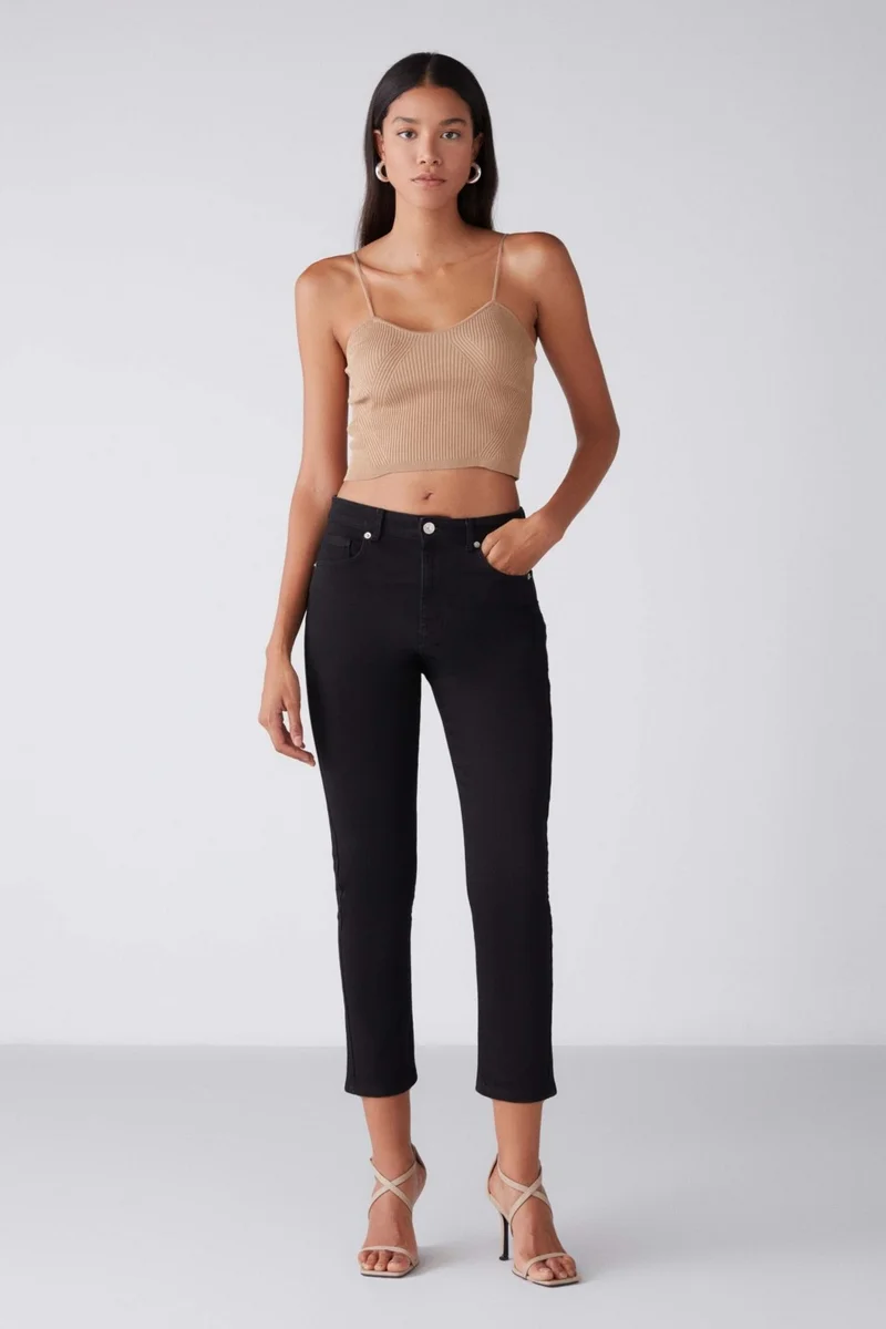 GRIMELANGE Gına Women's Skinny Fit 5 Pocket Black Jeans