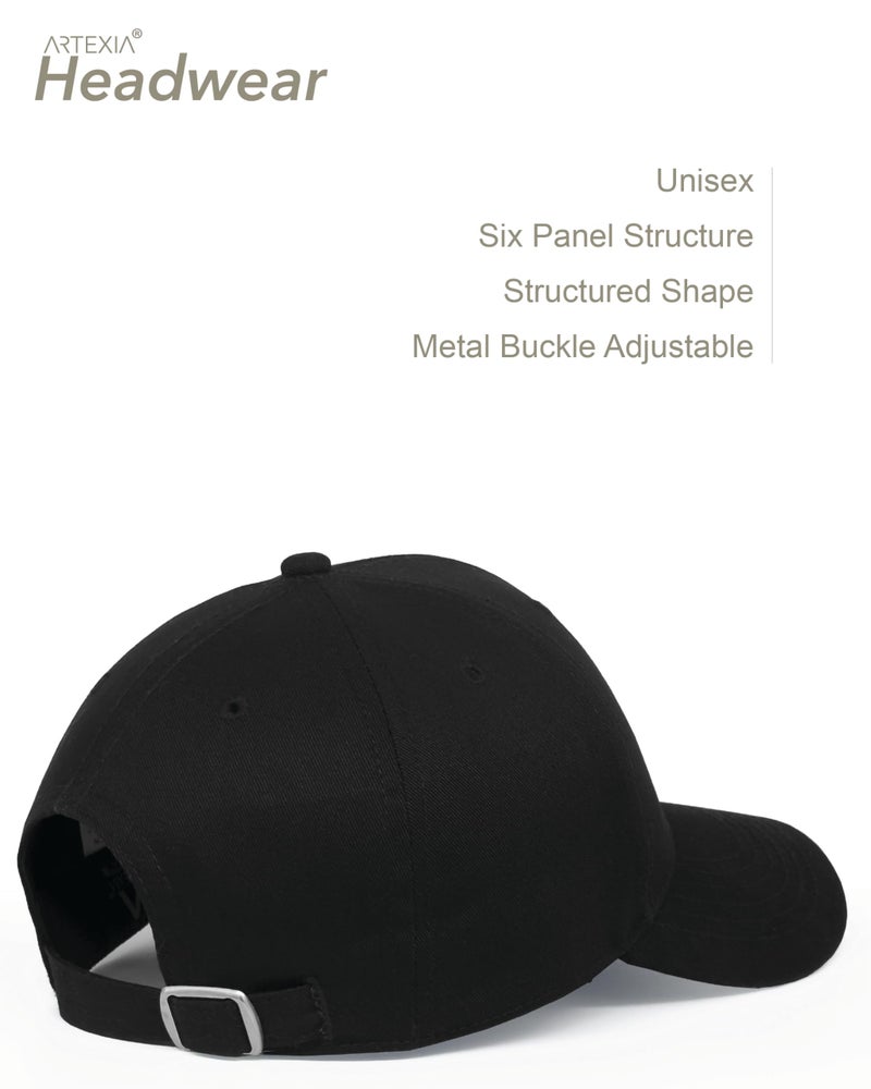 Artexia Baseball Cap 100% Cotton Hats for Men Hats for Women Cooling Performance Womens Baseball Caps Black Baseball - Image 2