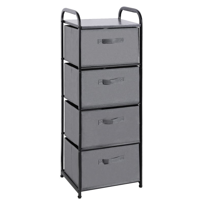 MAX Houser 4 Drawer Fabric Dresser Tall Storage Tower, Dresser Chest with Wood Top, Vertical Nightstand Side Organizer Unit with Metal Frame for Closets Bedroom Nursery Room Hallway(Leaden) - Image 1